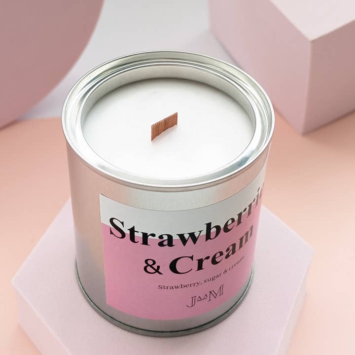 JaaM – wholesale Travel candles – Strawberry & Cream Wood Wick Candle Summer Scent Candle3