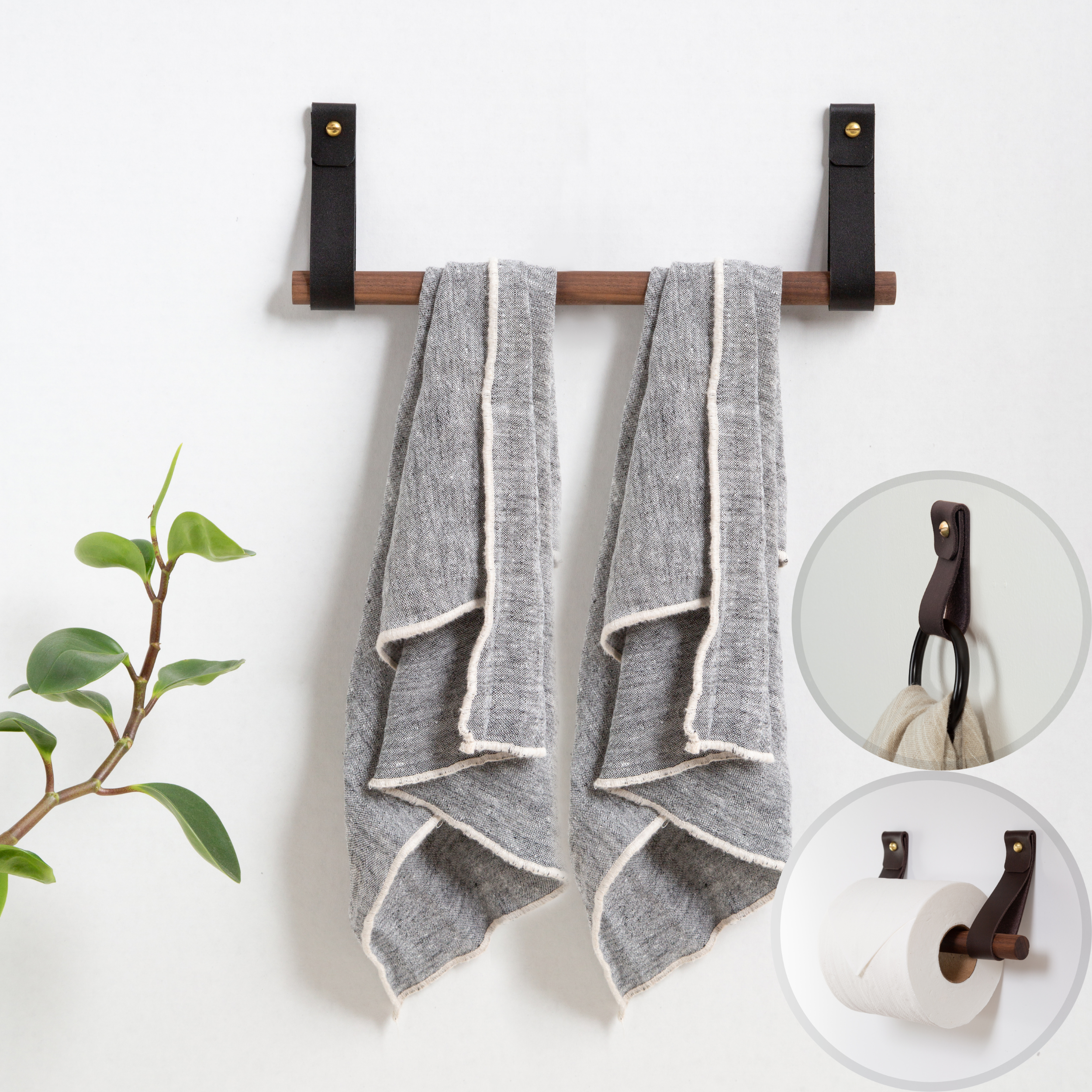 Keyaiira - Wholesale Towel Holder/Hanger - Bathroom Fixture Bundle - Black Ring - [Round End Style]0