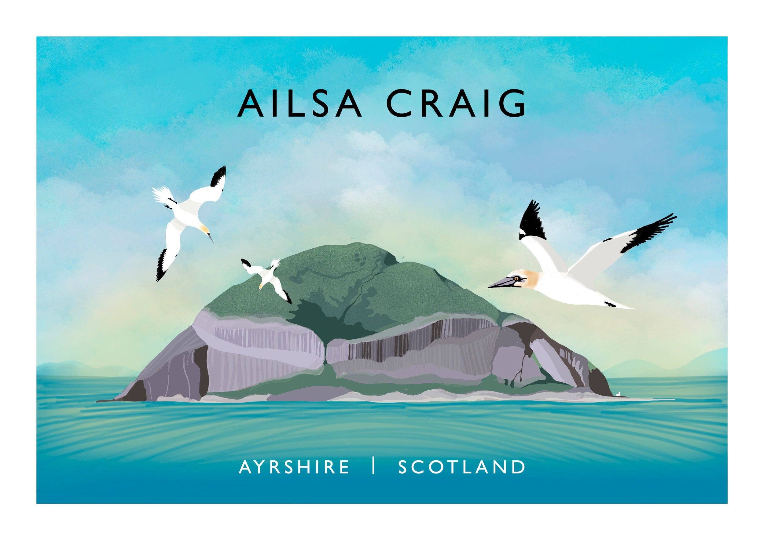 Galloway Arts - Wholesale Art Print - Ailsa Craig | Scottish Travel Poster | Ayrshire | Scottish Landscape | Wall Art | Quality Giclee Art Print signed by the Artist