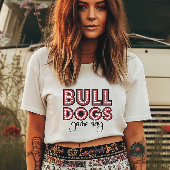 REMOVED BRAND - Wholesale Screen Printed T-Shirt - Women's - Bulldogs HIGH School Pride tshirt | cute football boutique