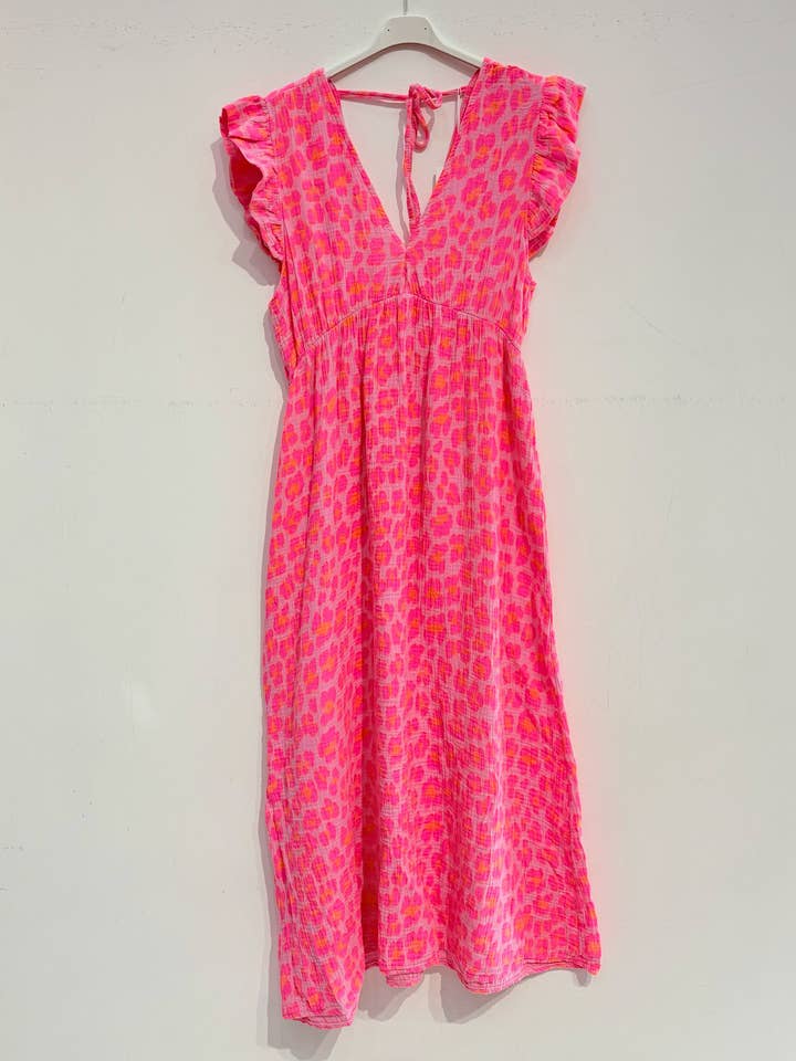 NOELINE - Vente Robe – femme - Robe longue en gaze de coton 2558-GROS LEOPARD5