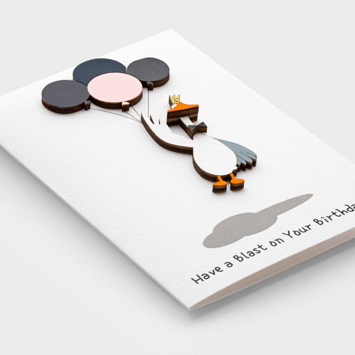 3D Wooden Goose Birthday Card with Balloons – Handmade Gift for wholesale by PESKOVOI