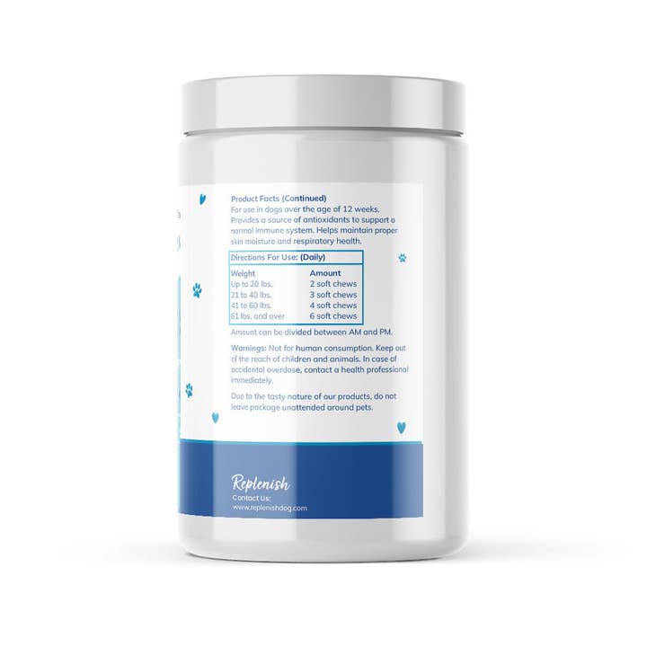 Replenish Dog Water Supplement - Venta al por mayor Suplemento - Perros - Masticales para reponer las alergias y el sistema inmunitario de la Dra. Rachel2
