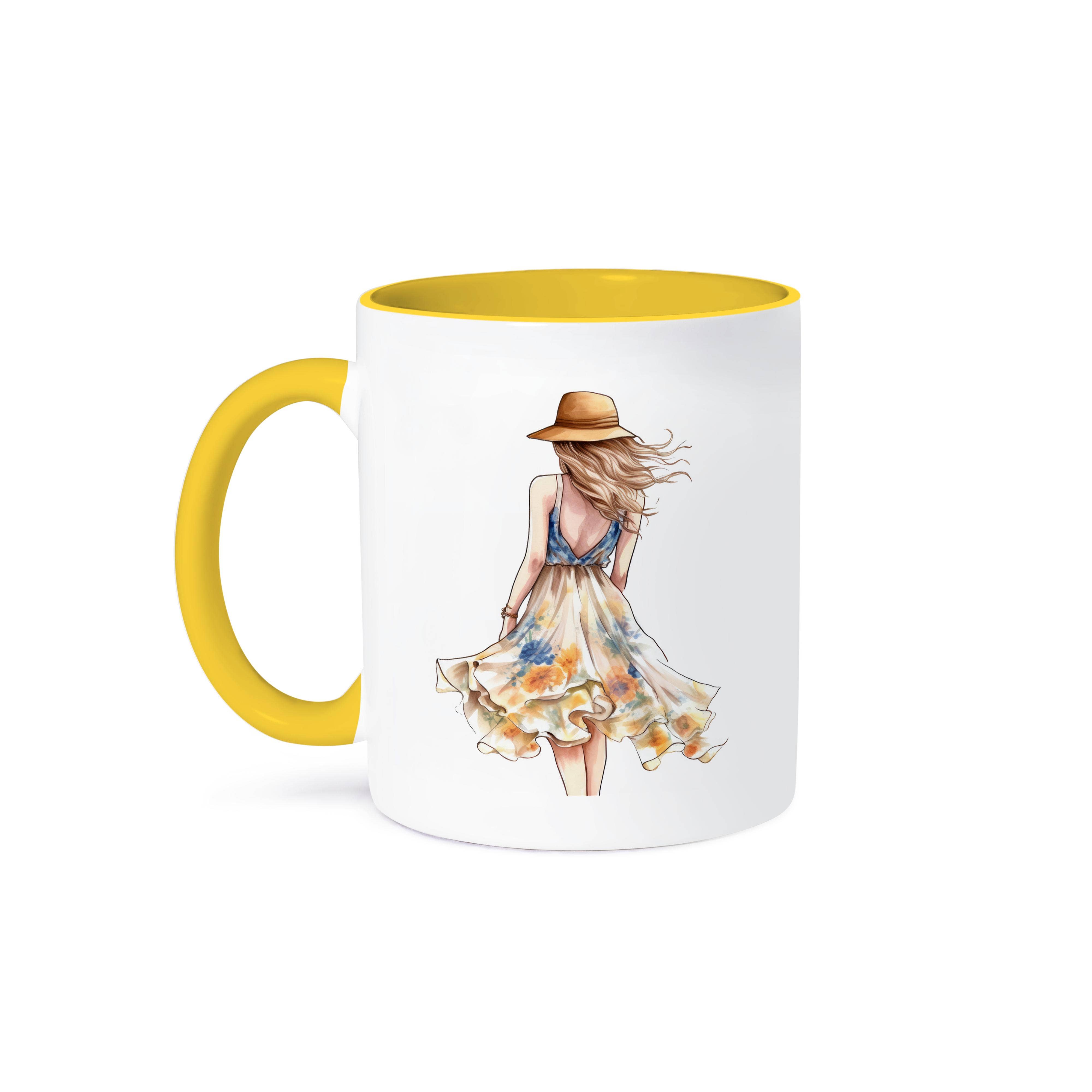 3dRose – Engroshandel Kaffekrus – 3dRose, Smuk Blond Sommerpige I En Sommerkjole Illustration, Krus0