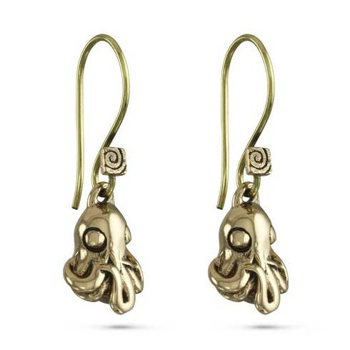 Octopus Earrings - Bronze for wholesale by Lost Apostle