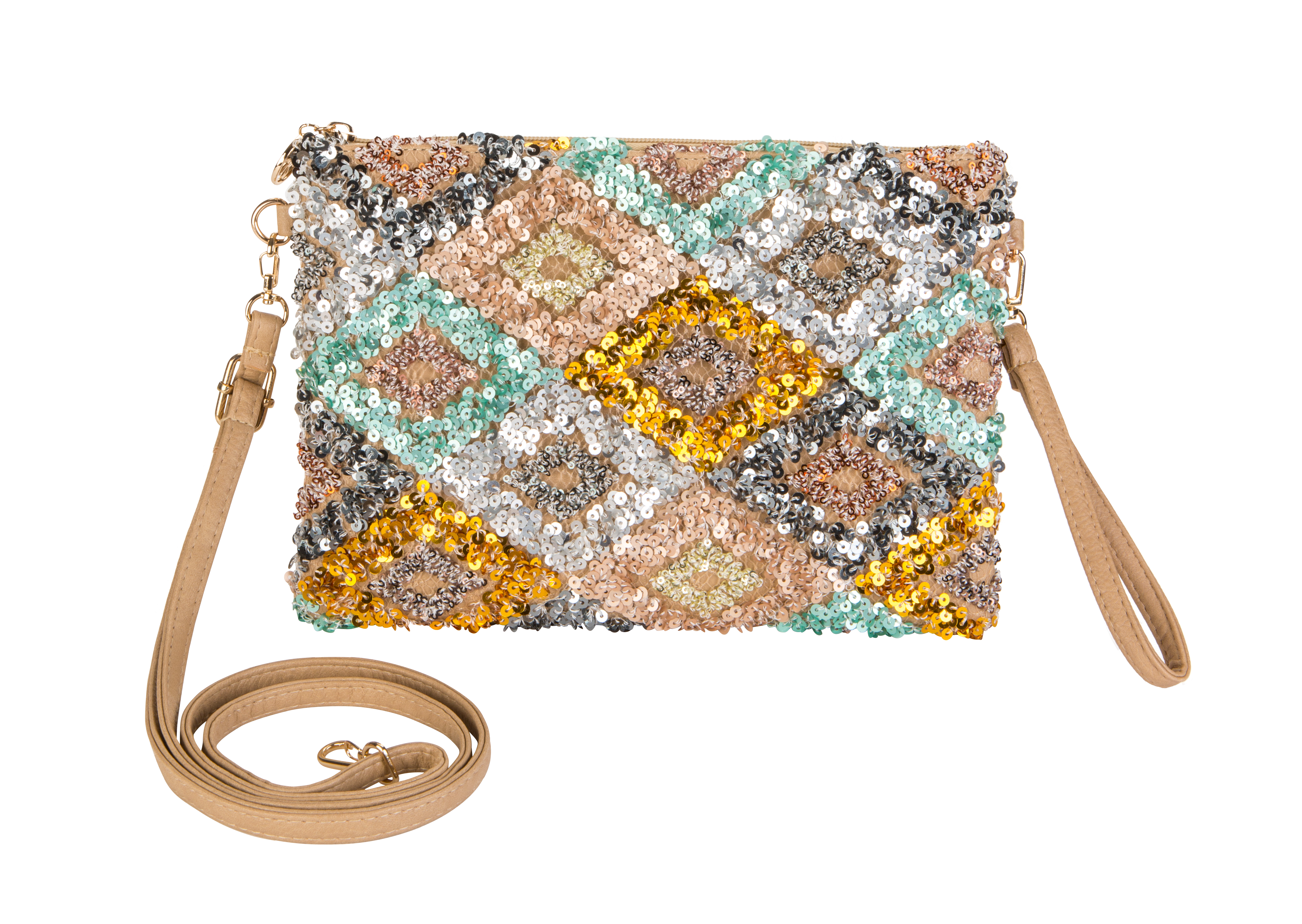 Kaleidoscope Accessories - Vente Sac à bandoulière – femme - Sac à bandoulière en sequins et cuir végétalien, 4 assortiments3