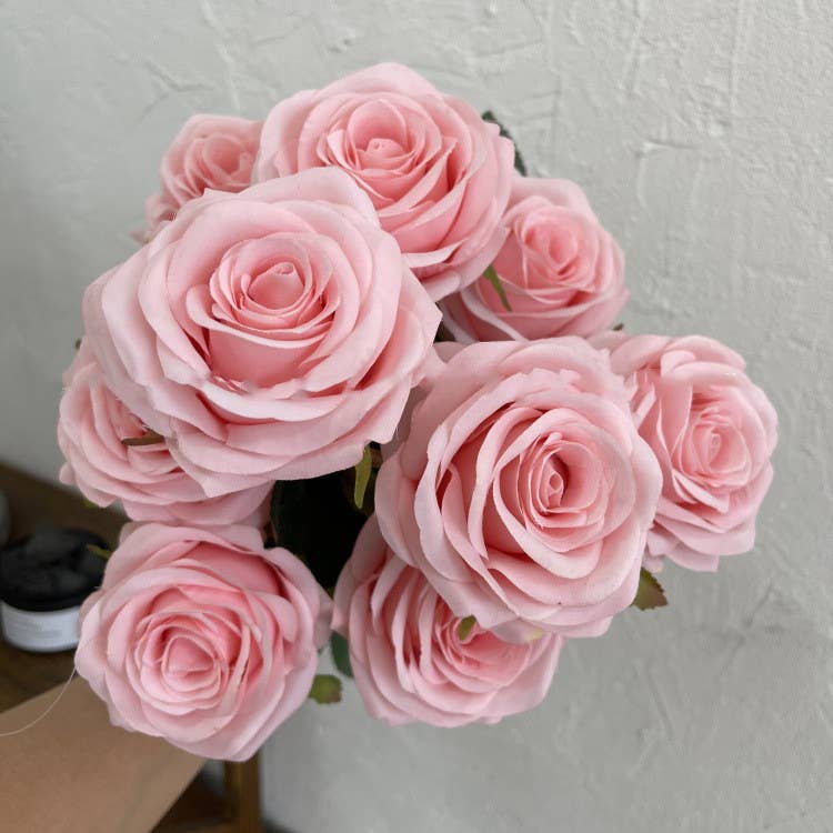 Sweet Home Deco – wholesale Konstgjorda blommor – 16"T sidenrosblommbunke, 9 huvuden, flerfärgade4