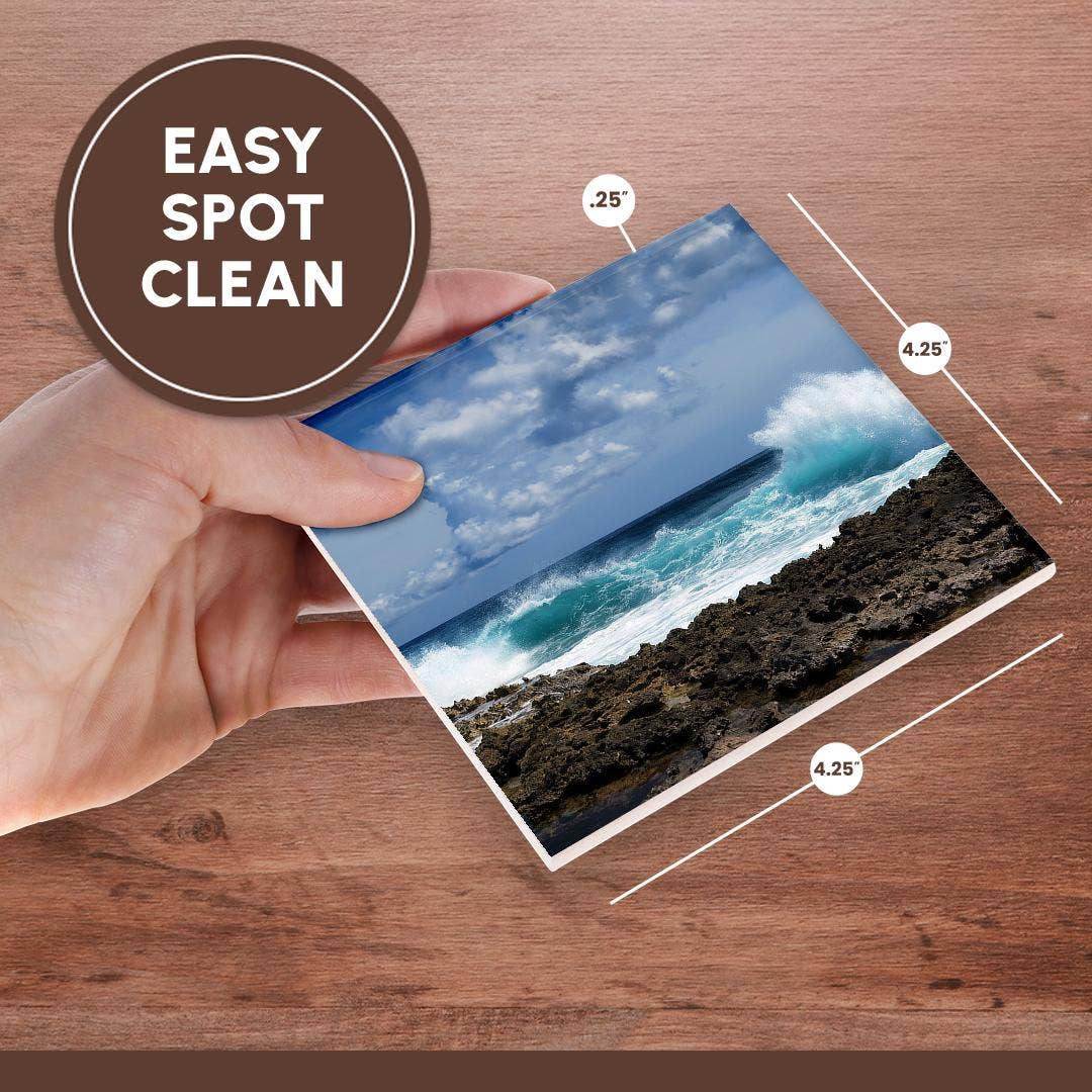 3dRose - Vente Sous-verre - 3dRose, Photo de vagues s'écrasant sur le rivage de la côte d'Aruba. , Dessous de verre6