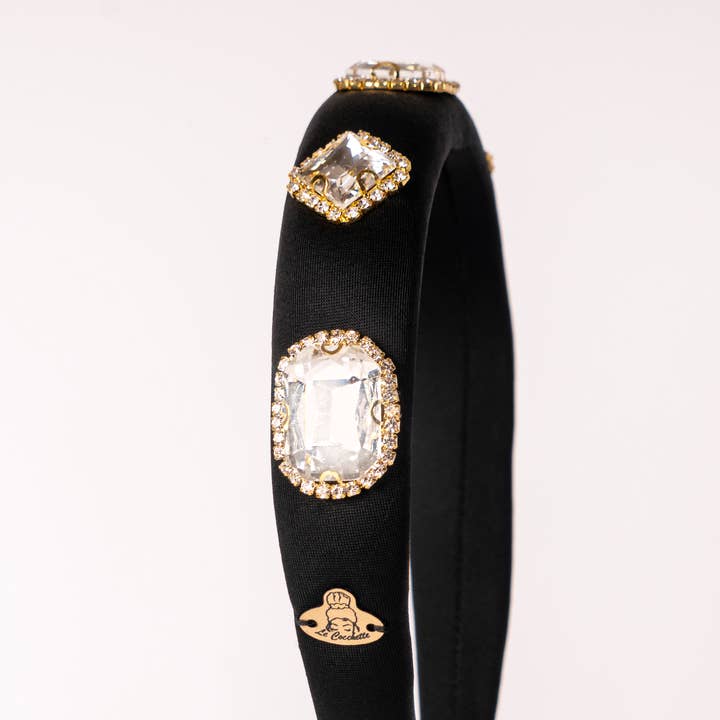 Handgefertigtes Haarband mit Schmucksteinen, Made in Italy für den Großhandel von Le Cocchette