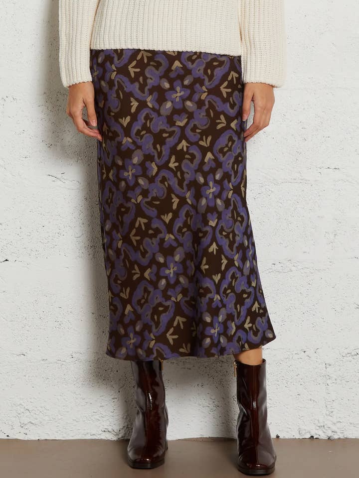 S24232241 - Saia Midi Estampada Multicolorida para Senhoras por atacado de The Korner - USA