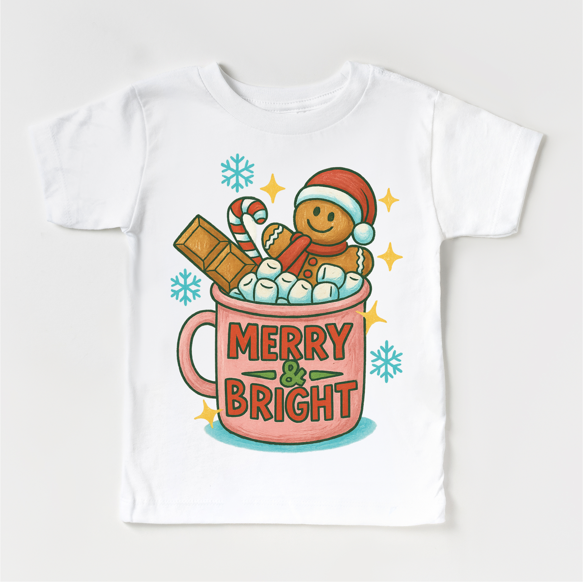 Madi Moosh – wholesale Screen-printed t-shirt – Kids – Merry & Bright Gingerbread Man Shirt - Long Sleeve T-Shirt2