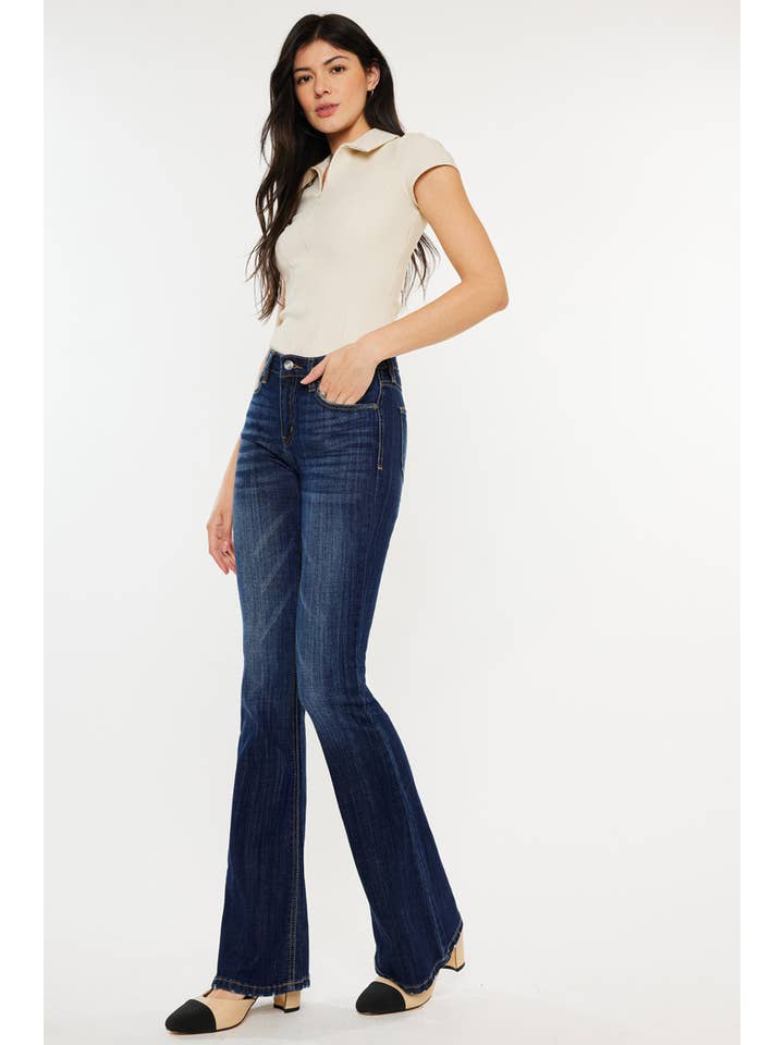 DARK OPEN PACK MID RISE FLARE JEANS-KC6102LOH for wholesale on Faire3