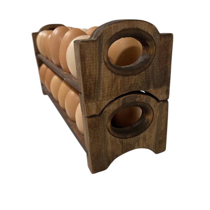 Rustic Haven Decor - Vente Coquetier - Support à Œufs en Couches pour Comptoir - Étagère en Bois Empilable.6