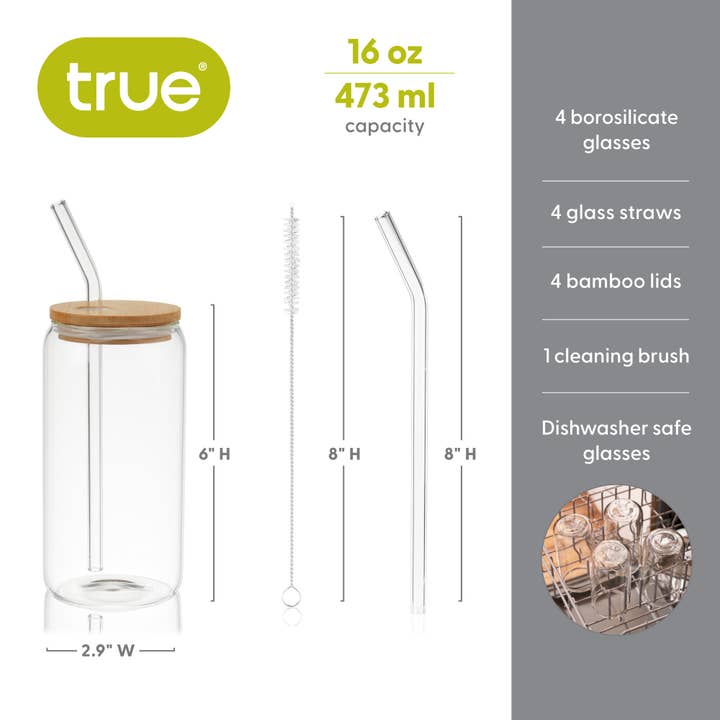 TRUE - Wholesale Insulated Mug/Tumbler - Everyday Glass Tumblers - Set of 4