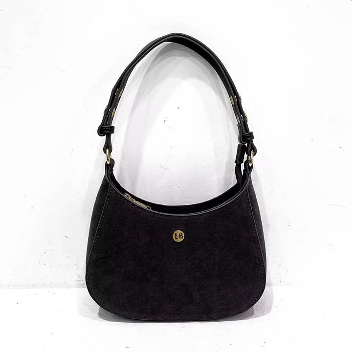 Julia Suede shoulder Bag Black for wholesale by Lemonbella