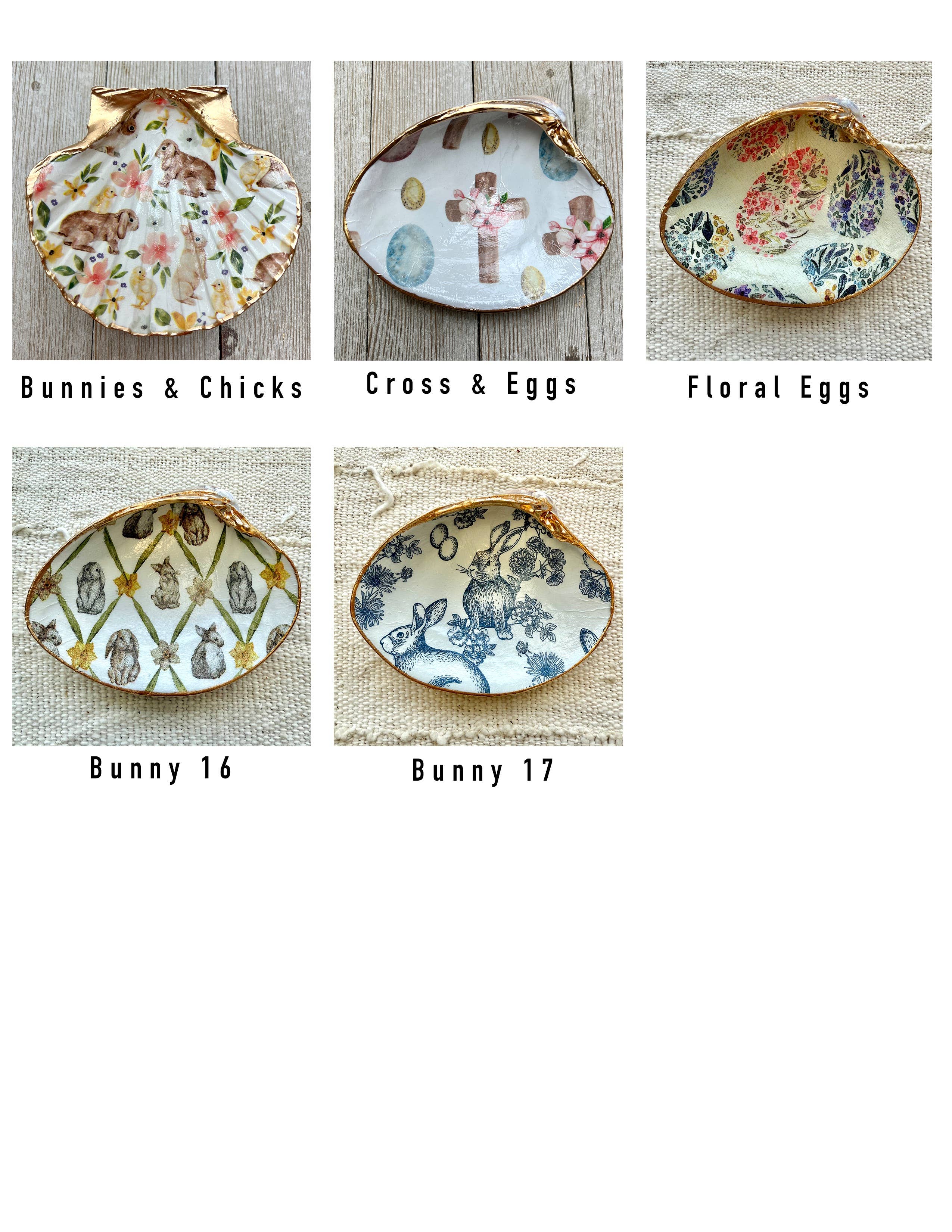Ten Twenty Six Designs - Wholesale Jewelry Dish - Decoupage Spring Shells- Easter, Valentine's, St. Patrick's6