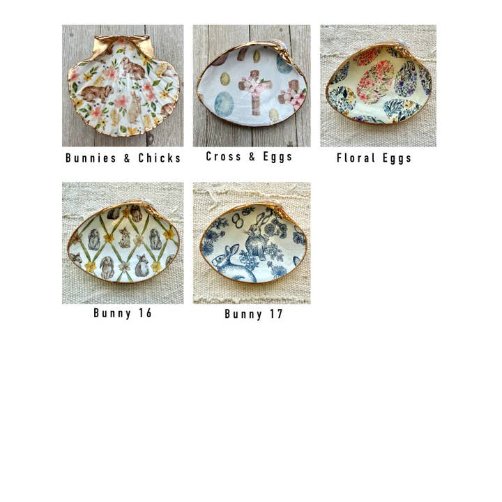 Ten Twenty Six Designs - Wholesale Jewelry Dish - Decoupage Spring Shells- Easter, Valentine's, St. Patrick's6