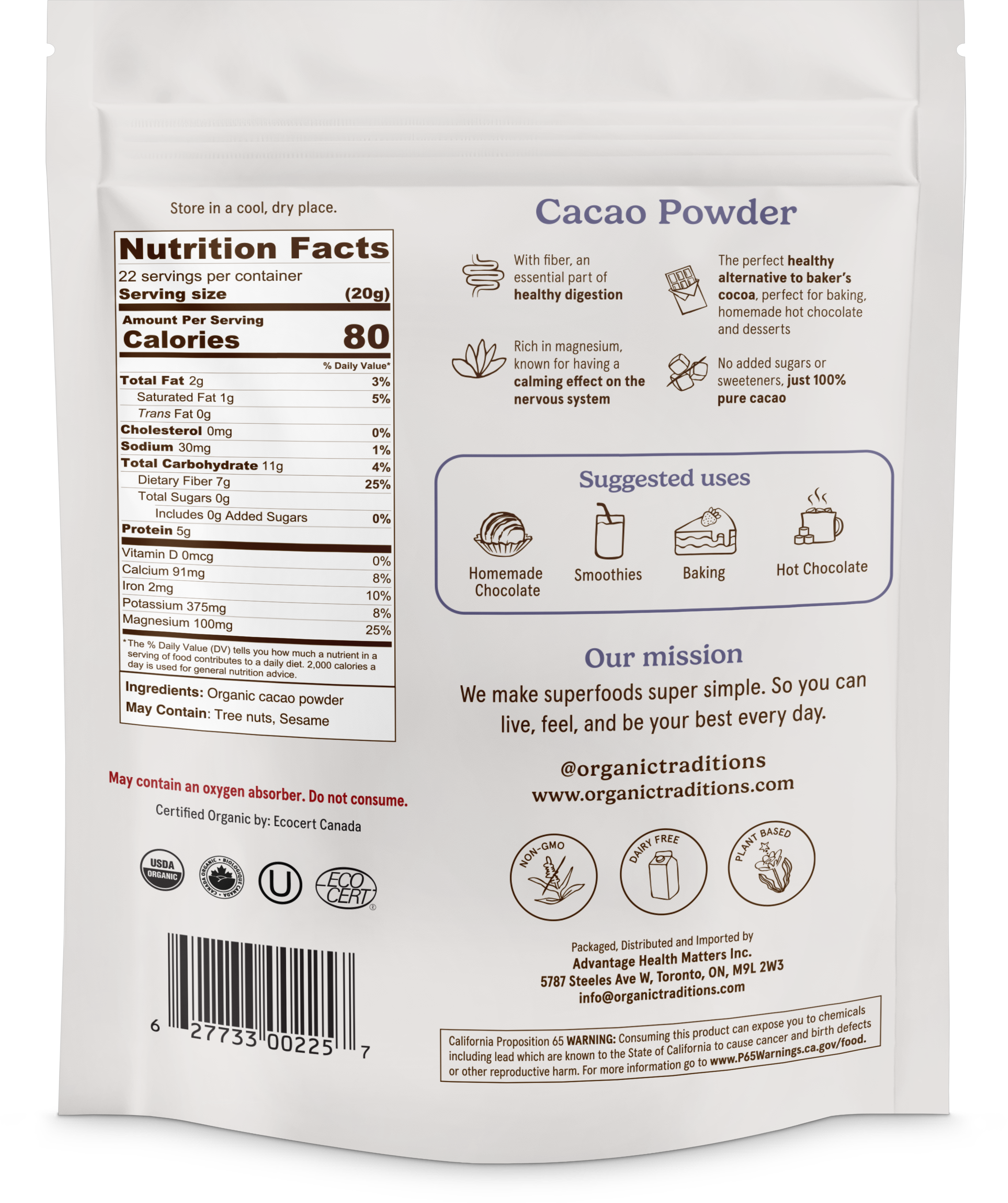 Organic Traditions - Wholesale Protein/Superfood Powder - Cacao Powder3