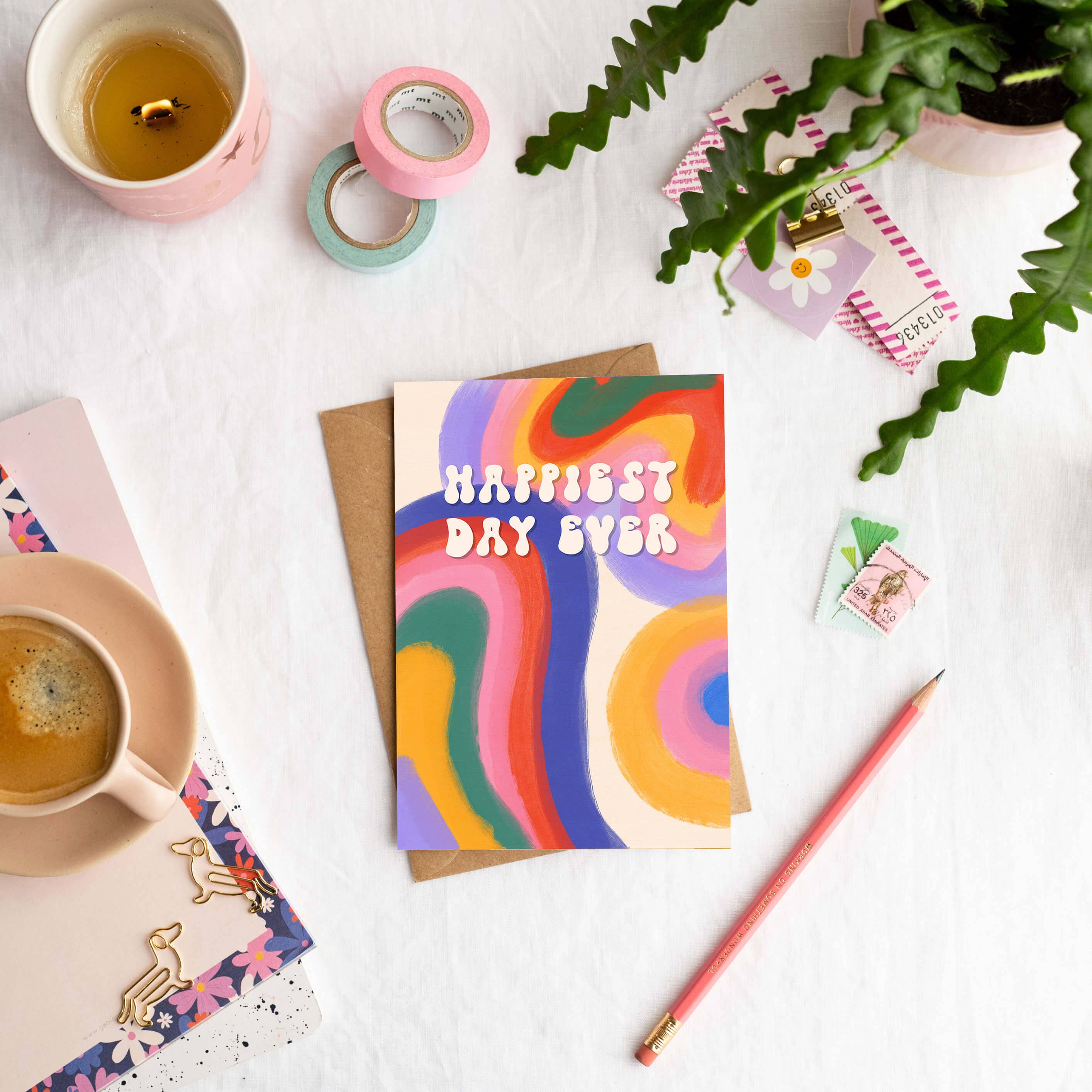 Tikkled Pink - Vendita all'ingrosso Biglietto di congratulazioni - Il giorno più felice di sempre | Congratulazioni | Arcobaleno2