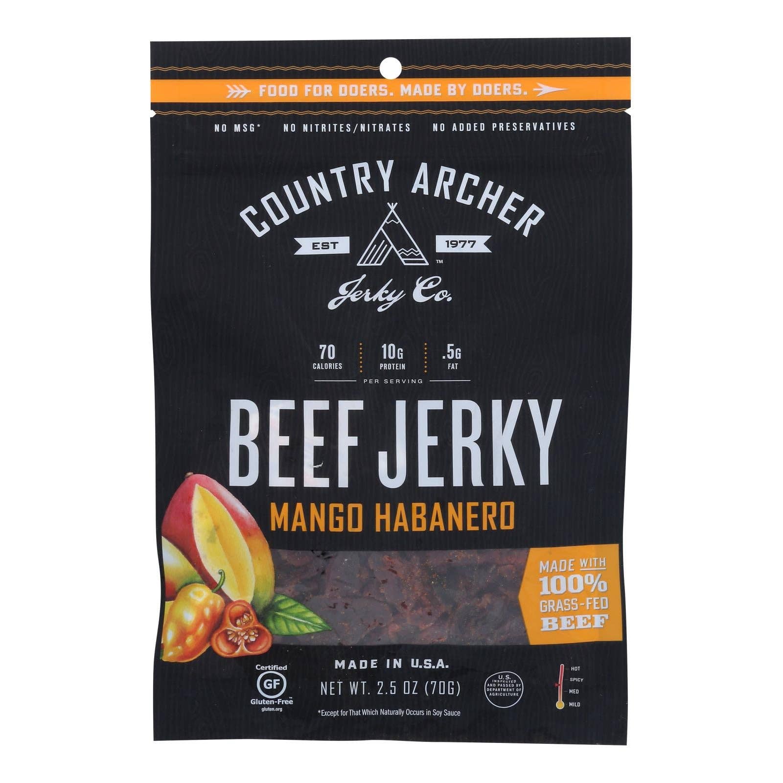Ware Spark - Wholesale Jerky - Country Archer - Jerky Beef Mango Habanero - Case Of 12-2.5 Oz0