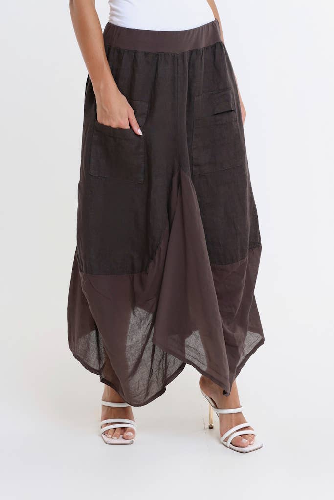 TINA Stephens Italy/Tees By Tina - Wholesale Skirt - Women's - Brenna Cotton/Linen Bunched Pocket Skirt (SL102W)40