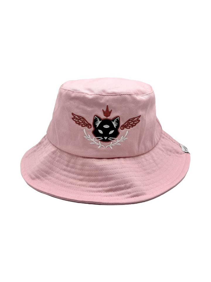 Flying Feline Pink Bucket Hat for wholesale by Saiyre Illustration and Design