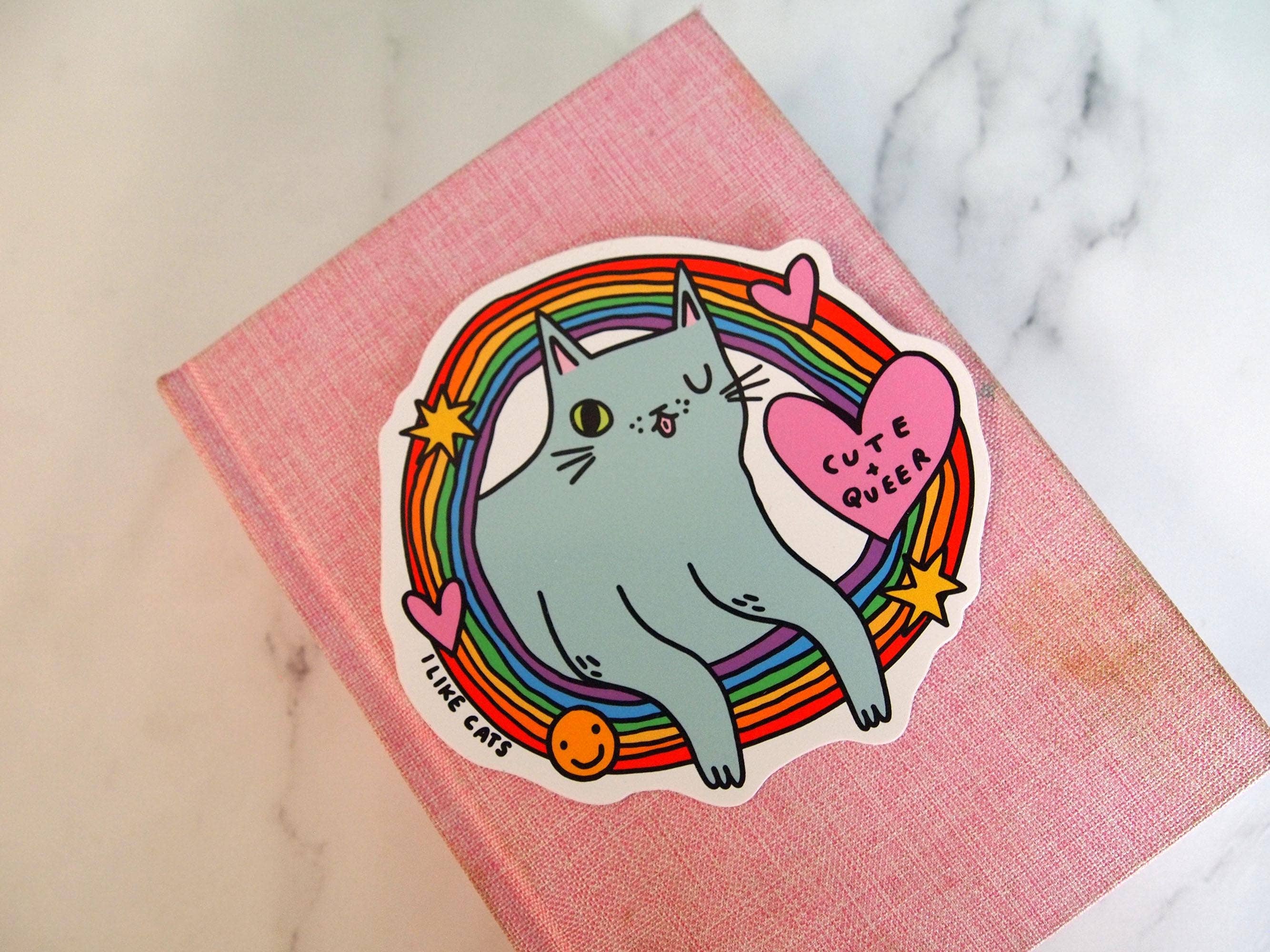 I LIKE CATS - Wholesale Sticker - Cute Queer Cat Rainbow Die Cut Vinyl Sticker1