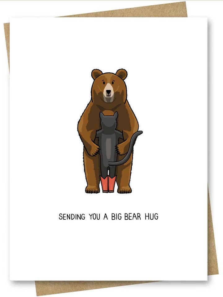 Support Sympathy Encouragement Card — Bear Hugs Cat for wholesale by LittleStudioInElora