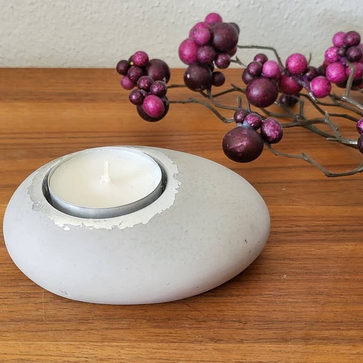 photophore gris pour la vente par Resin Art by Lilian