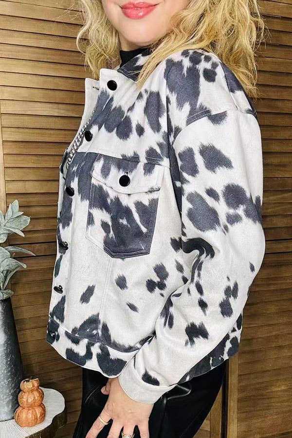 luluclothes - Wholesale Jacket - Women's - Cow printed suede long sleeve women jacket XCH164032