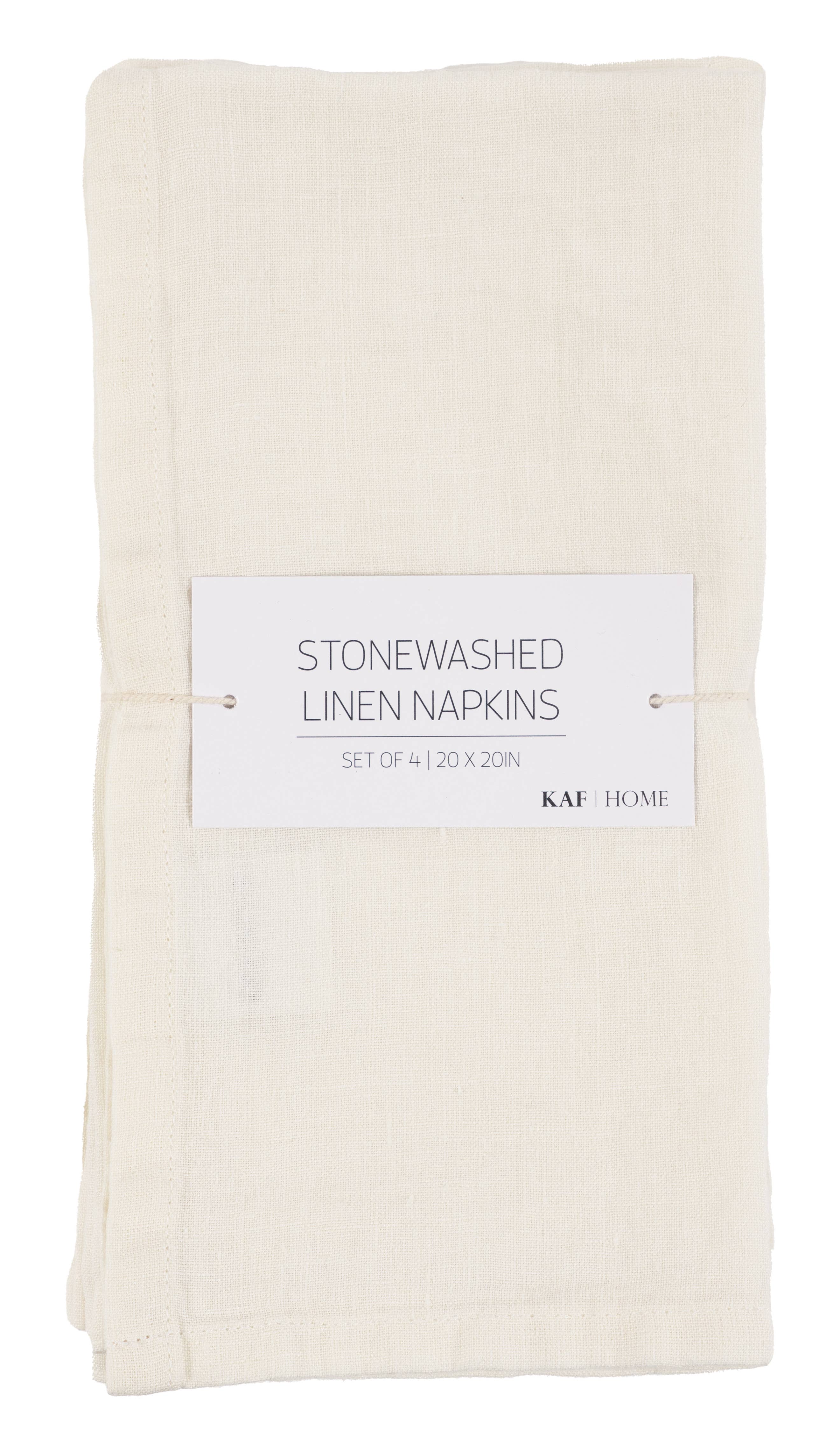 KAF Home - Wholesale Dinner & Cloth Napkin - Verona 100% Stone Washed Linen Napkins-Set Of 4, 20" x 20"3