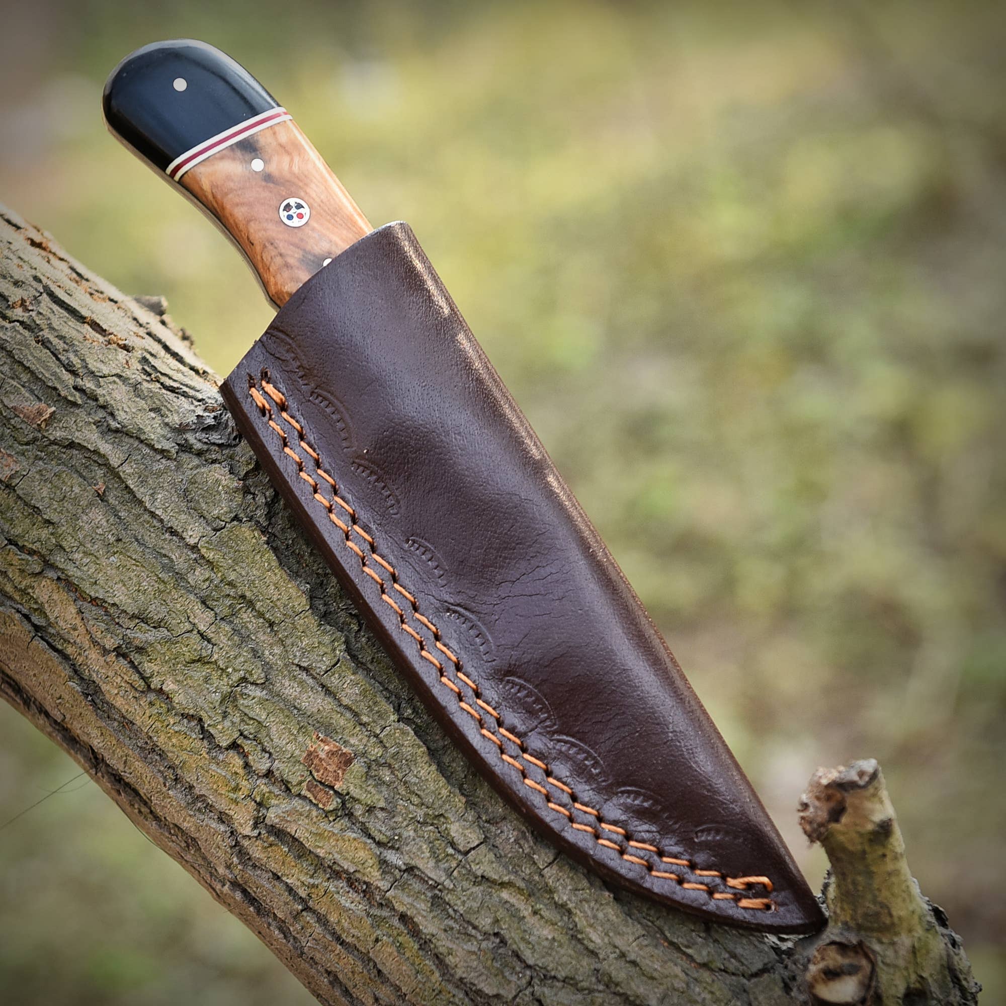 Deer Edge - Wholesale Pocket Knife/Holder - Damascus Steel Fixed Blade Hunting Knife with Wood Handle1