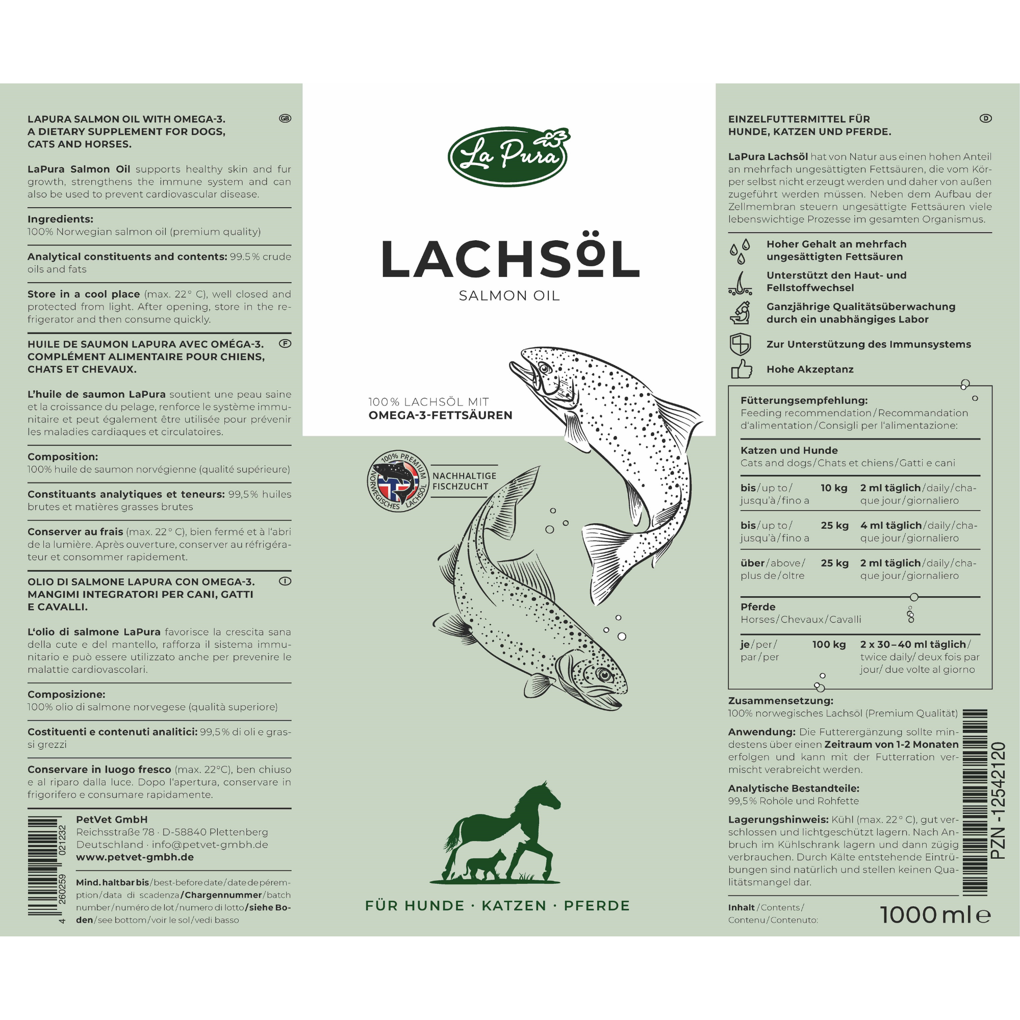 Kauartikel.com GmbH – Großhandel Nahrungsergänzungsmittel für Haustiere – Katze/Hund – LaPura Leinöl 1000 ml4