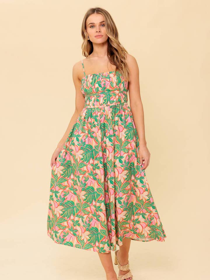 Ein bedrucktes gewebtes Midikleid - ID22275 für den Großhandel von FLYING TOMATO