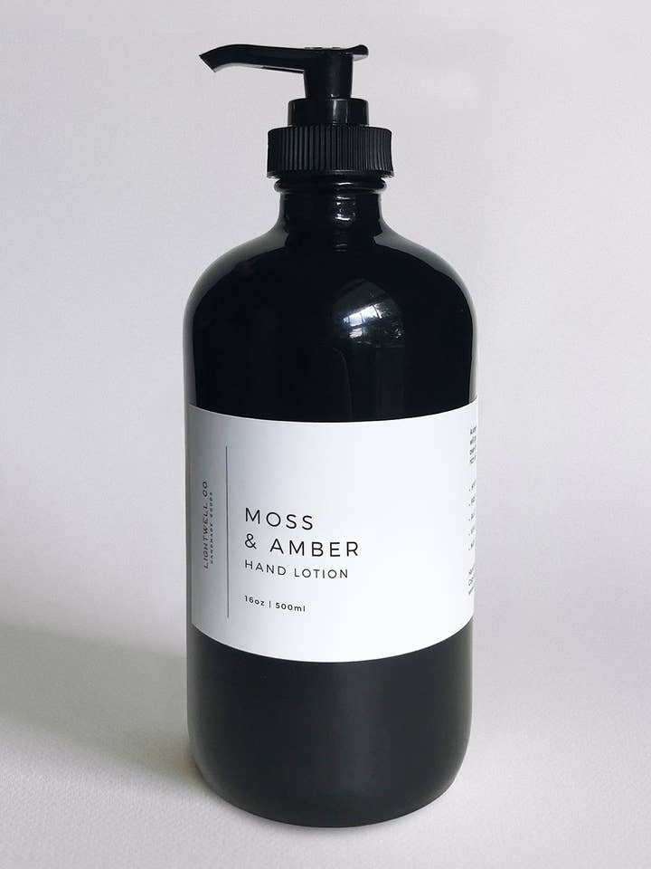 Moss & Amber Hand Lotion for wholesale by Lightwell Co.
