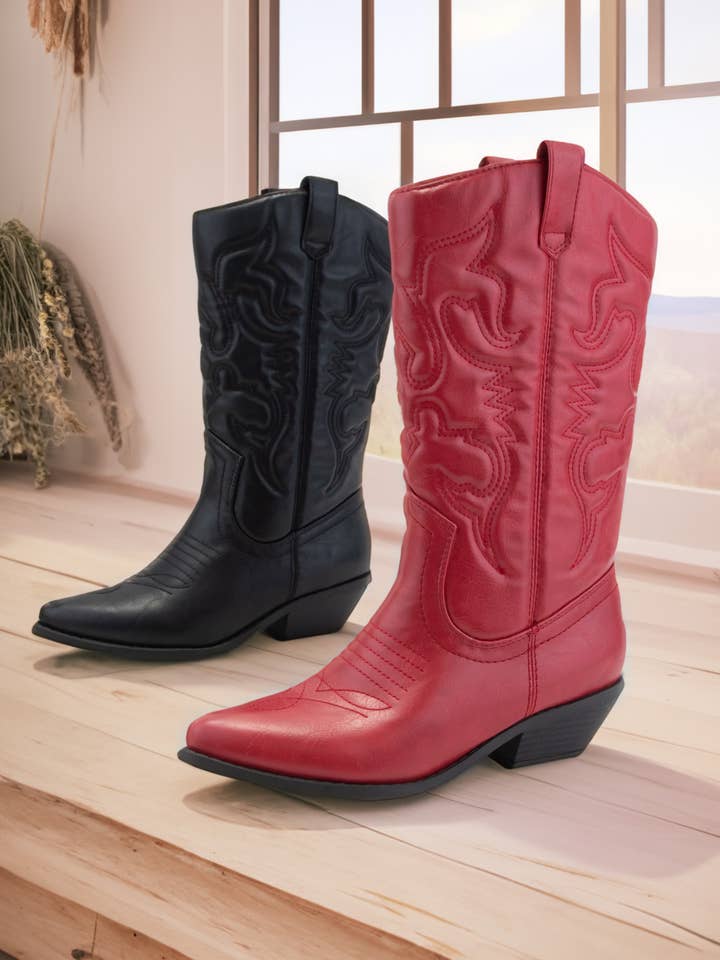 CCOCCI - Wholesale Cowboy Boots - Women's - EMBROIDERED WESTERN MID-CALF BOOTS2