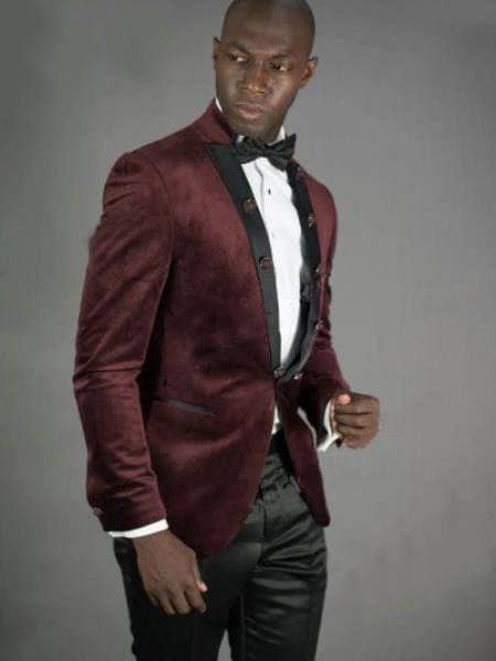 Costume bordeaux à deux boutons, 65 % tétron, 35 % viscose, coupe étroite, bordeaux pour la vente par Alberto Nardoni