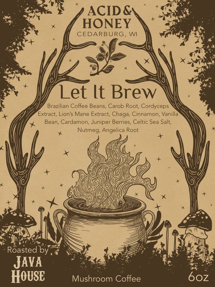 Let It Brew – Adaptogenic Mushroom Coffee with Lion’s Mane, Cordyceps, Chaga & Botanical Spices for Focus, Energy & Stress Support for wholesale by Acid and Honey