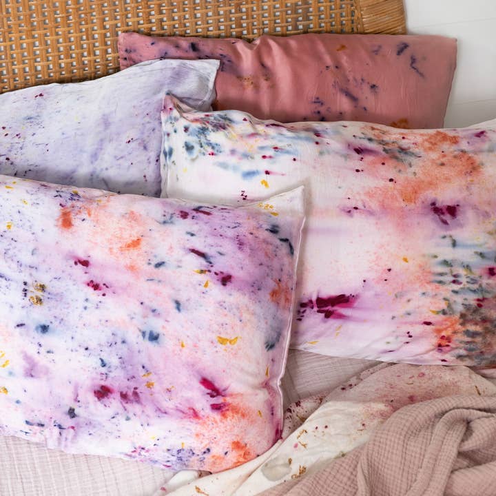 DYE KWEEN - Wholesale Bedding Pillowcase/Sham - Abstract Botanically Dyed Silk Pillowcase5