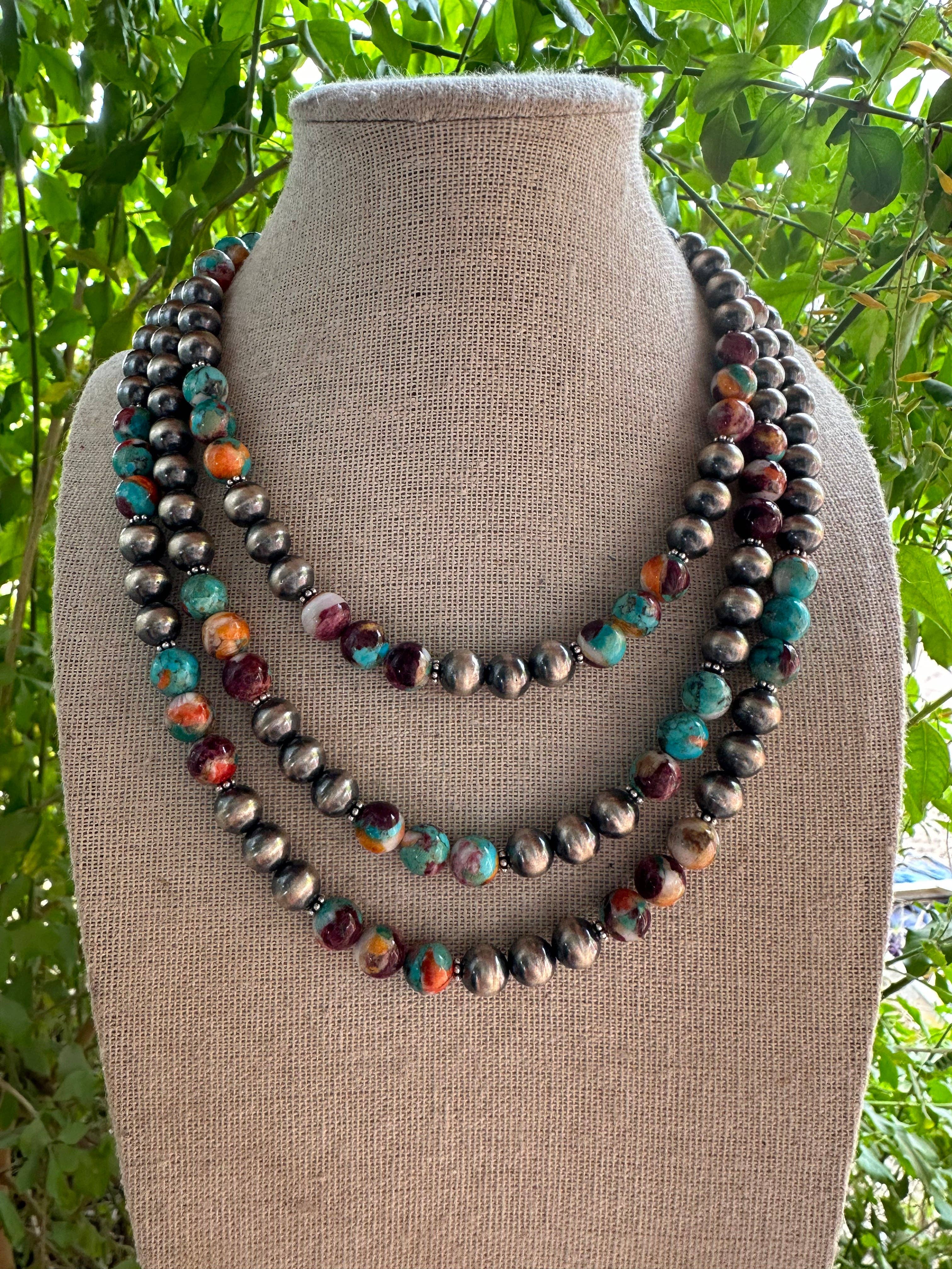 Nizhonitradersllc - Vendita all'ingrosso Collane di perline/perle - Collana artigianale con perline di spezie in argento sterling da 4mm-8mm con estensione di 2 pollici0