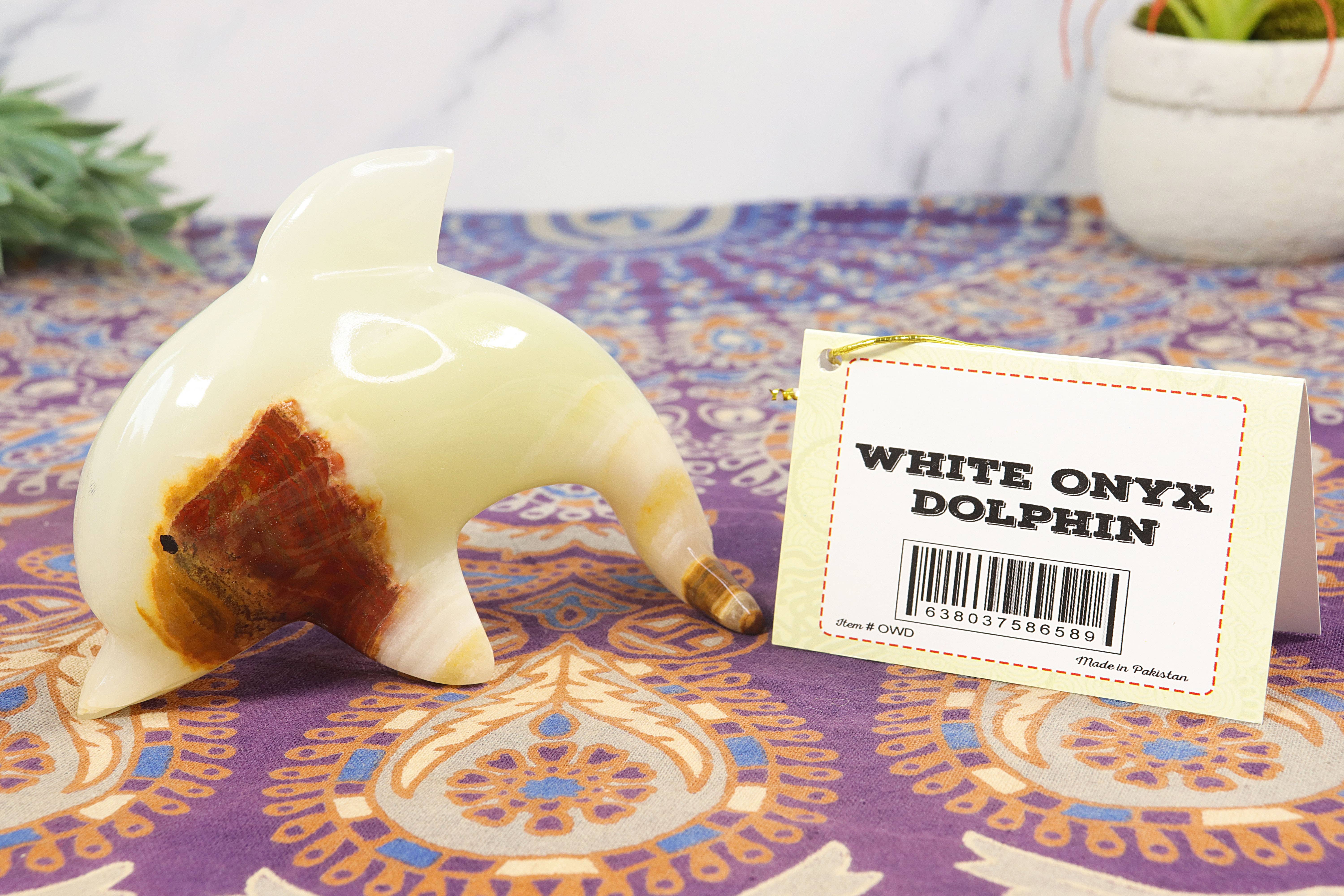 Natures Artifacts Inc - Vendita all'ingrosso Statuette decorative - Delfino in onice bianco1