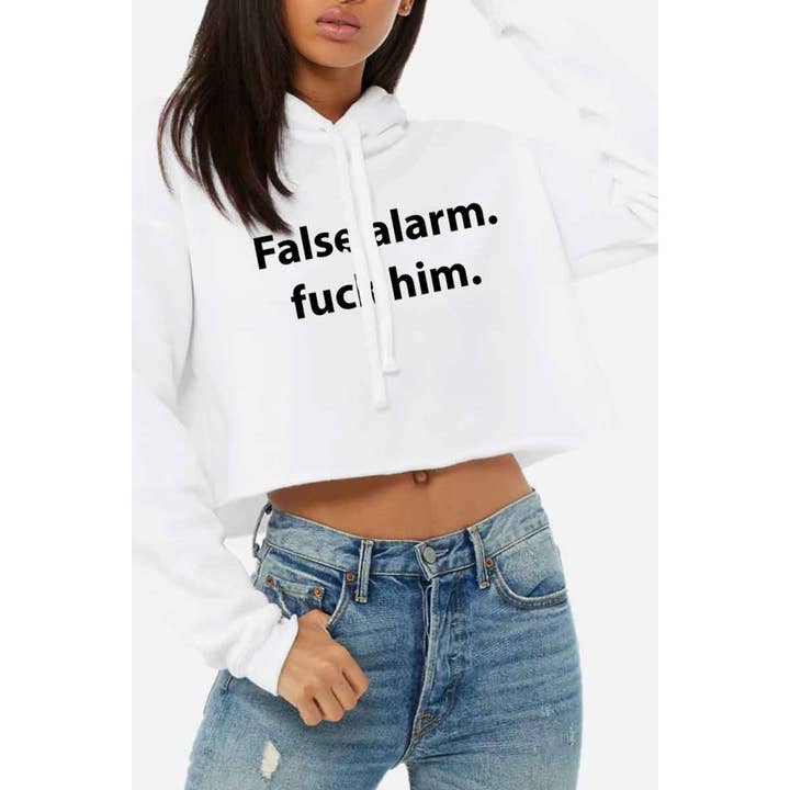 Nobrand - Wholesale Hoodie - Women's - false alarm fuck him graphic crop hoodie 1