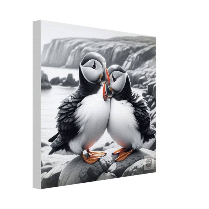 Driftwood Creations - Wholesale Art Print - Newfoundland's Embrace: Puffin Pair on the Coastal Rocks6
