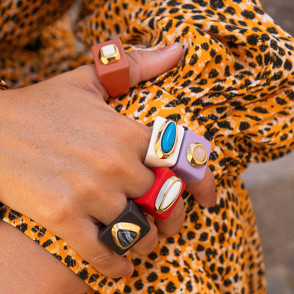 ÉMOLO - Vente Bague de cocktail/de cérémonie - Bague femme couleur mûre quartz rose2