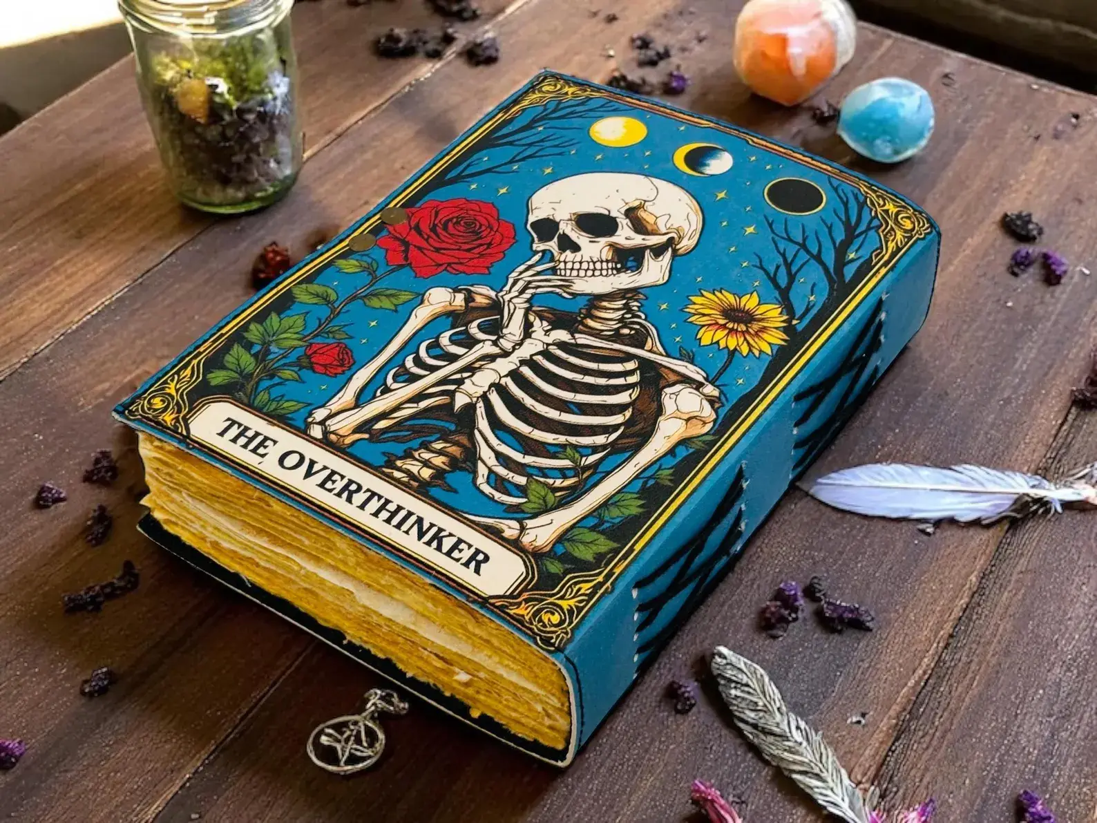 MNM HANDICRAFTS - Wholesale Journal/Diary - Overthinker Grimoire Leather Journal -Gothic Tarot Notebook 1