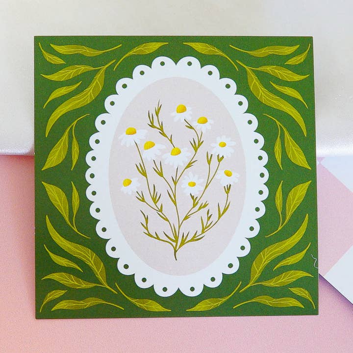 Calme à la camomille Mini tirage d'art (4" x 4") pour la vente par Cheeky Peach Designs