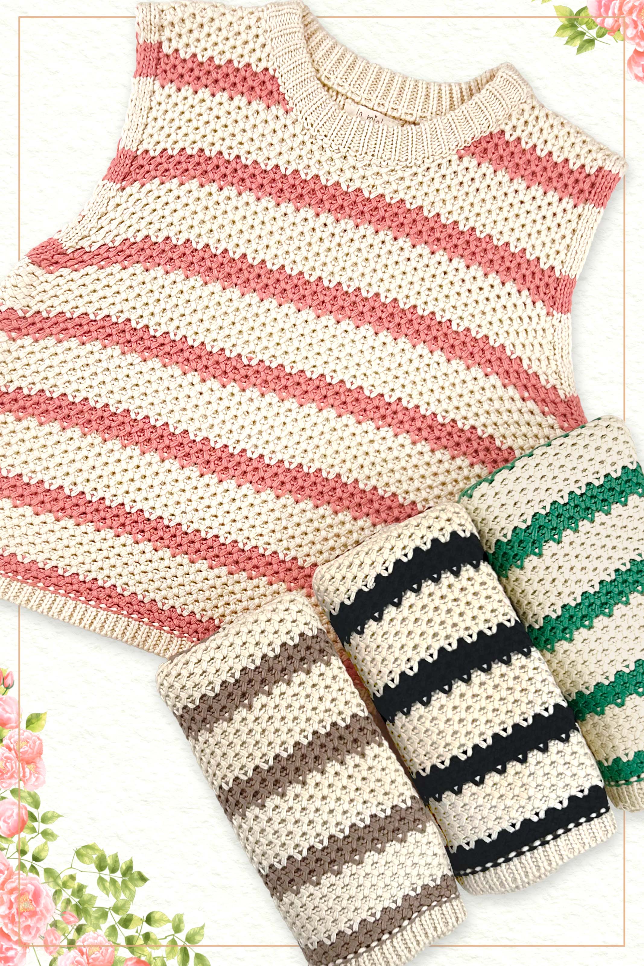 La Miel – Engroshandel Pullover - Dame – La Miel chunky stribet ærmeløs sweater-top20