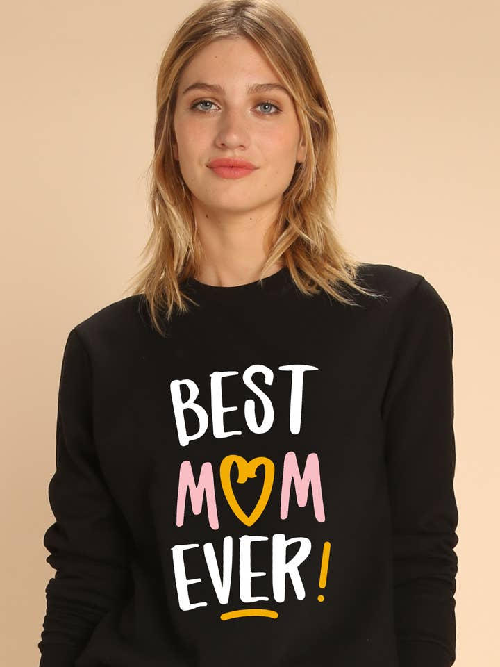 BEST MOM EVER WOMEN'S BLACK SWEATSHIRT for wholesale by Wooop