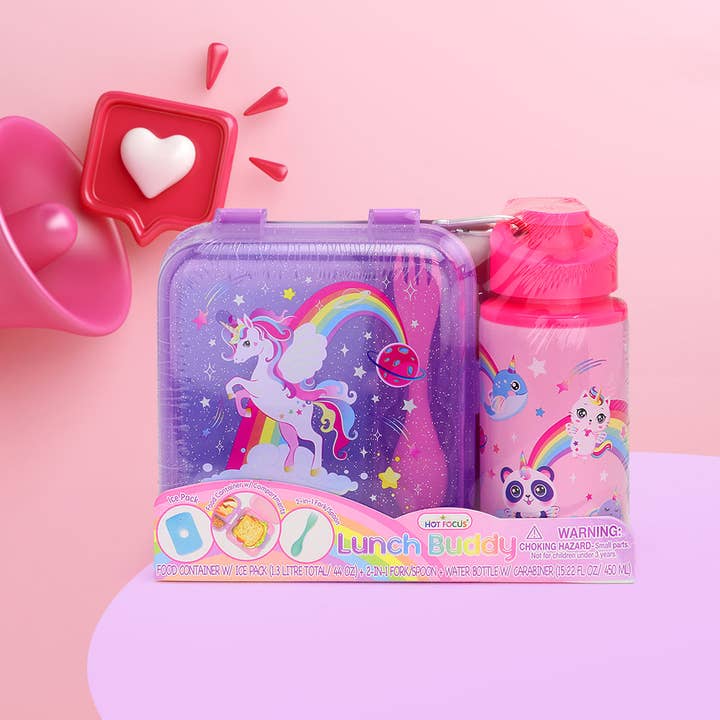 Sensibling Corp. - Vente Sac/boîte repas – enfant - FOCUS CHAUD - Ensemble Boîte à Lunch Licorne et Bouteille d'Eau5