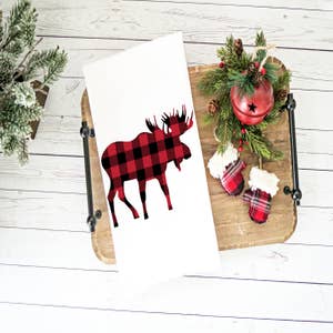 C&F Home Fireside Plaid Red and Black Woven Cotton Kitchen Towel